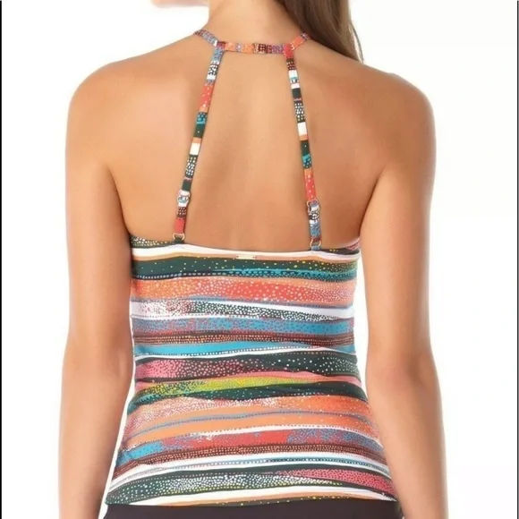 ANNE Cole Orange High Neck Tankini Swimsuit Top - Picture 2 of 11